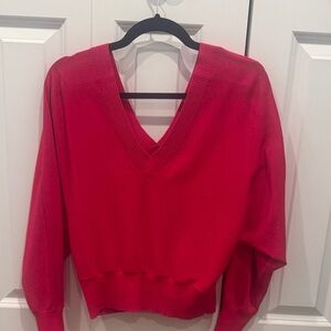 Express Bold Red V-Neck Sweater